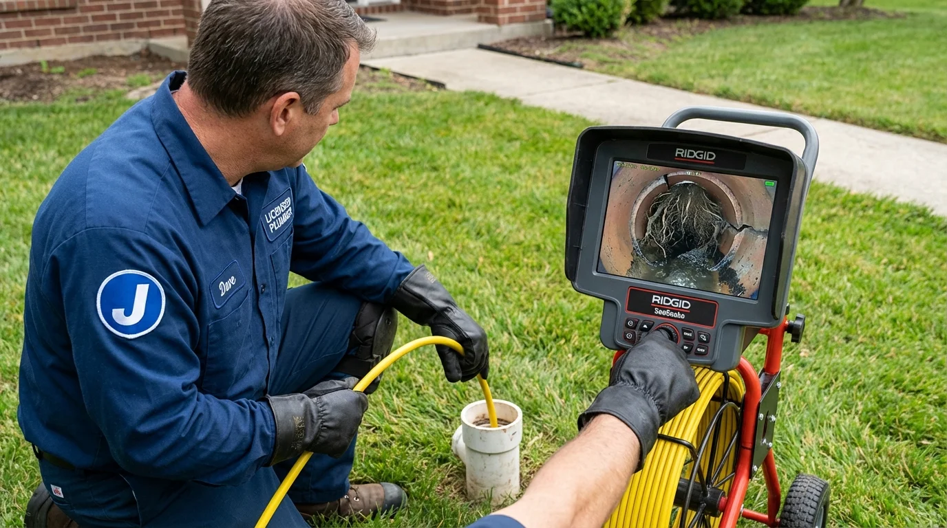 Sewer camera inspection being performed by Johns Plumbing LLC in Waldo
